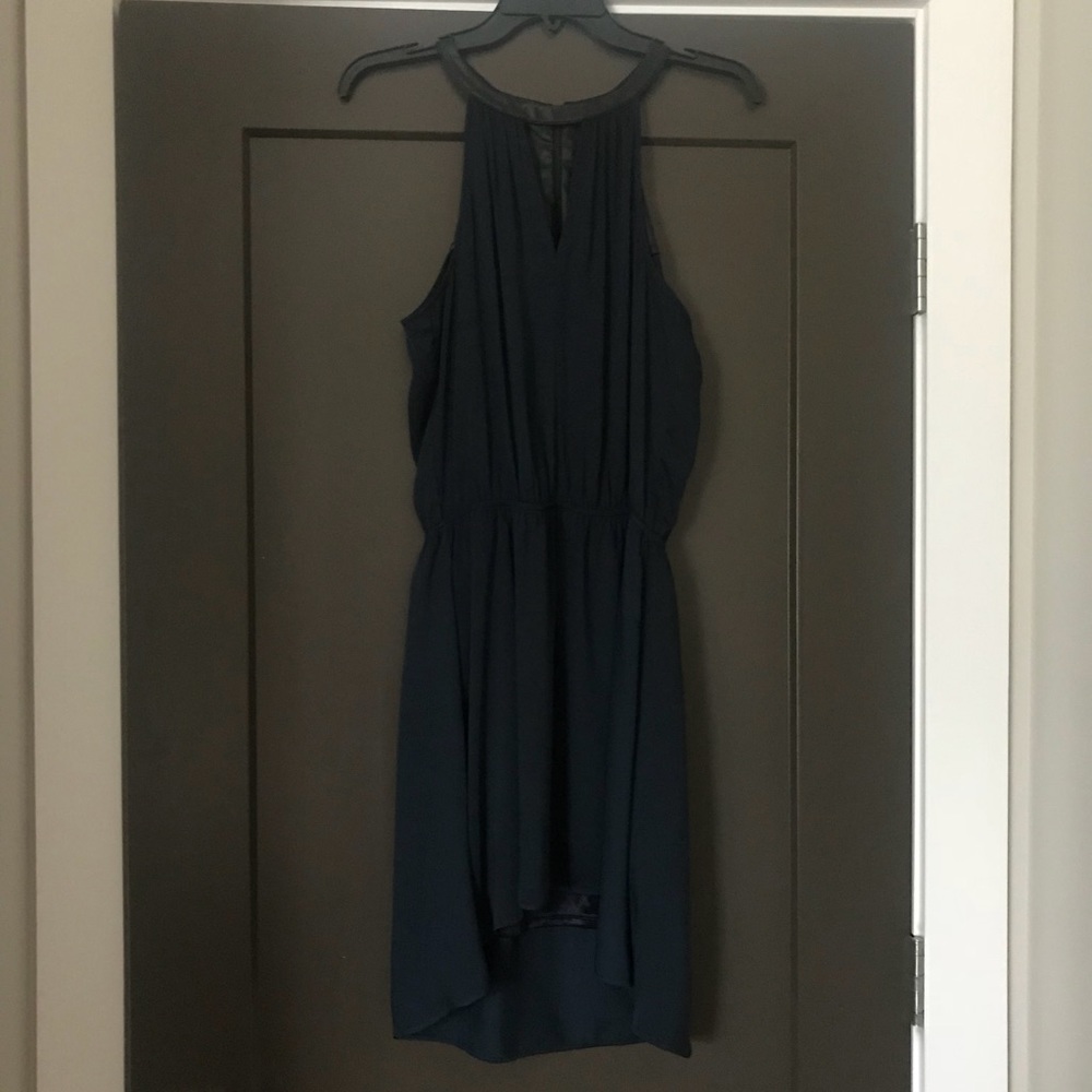 Hi low dress with leather details